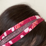 Japanese fabric, Vintage Kimono triple headband, Adjustable Pink