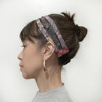 Japanese fabric triple headband, Adjustable Cream ikat/Red (Copy)