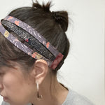 Japanese fabric triple headband, Adjustable Cream ikat/Red (Copy)