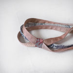 Japanese fabric triple headband, Adjustable vintage peach white floral