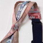 Japanese fabric triple headband, Adjustable vintage peach white floral
