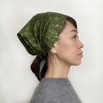 Head Covering Scarf Green Gold flaks