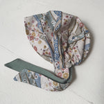 Head covering scarf, Japanese Aqua white Floral