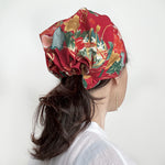 Head covering scarf, Japanese Red Flower