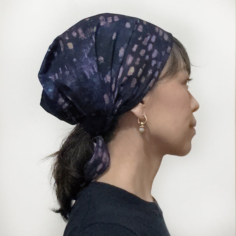 Head Covering Scarf Purple Navy