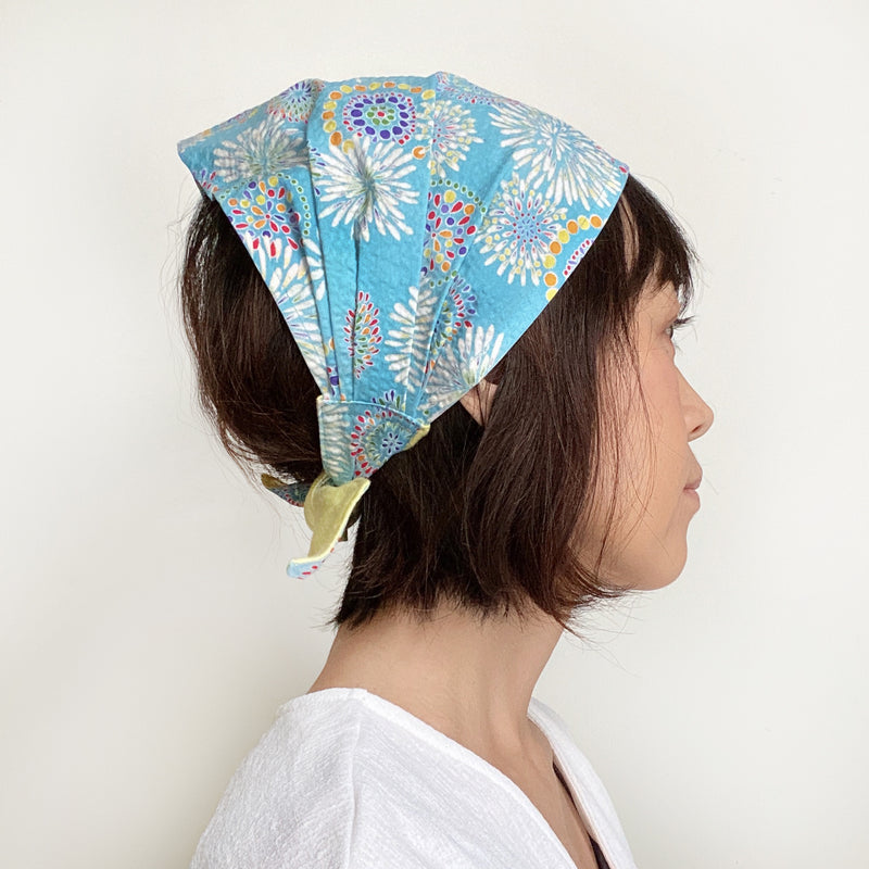 Head scarf Japanese fabric Fireworks