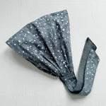 Head scarf Tie Gray White Polka Dots on splash print