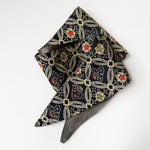 Reversible headscarf: Vintage Navy wool kimono fabric, gray silk lining tie yourself scarf