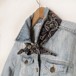 Reversible headscarf: Vintage Navy wool kimono fabric, gray silk lining tie yourself scarf