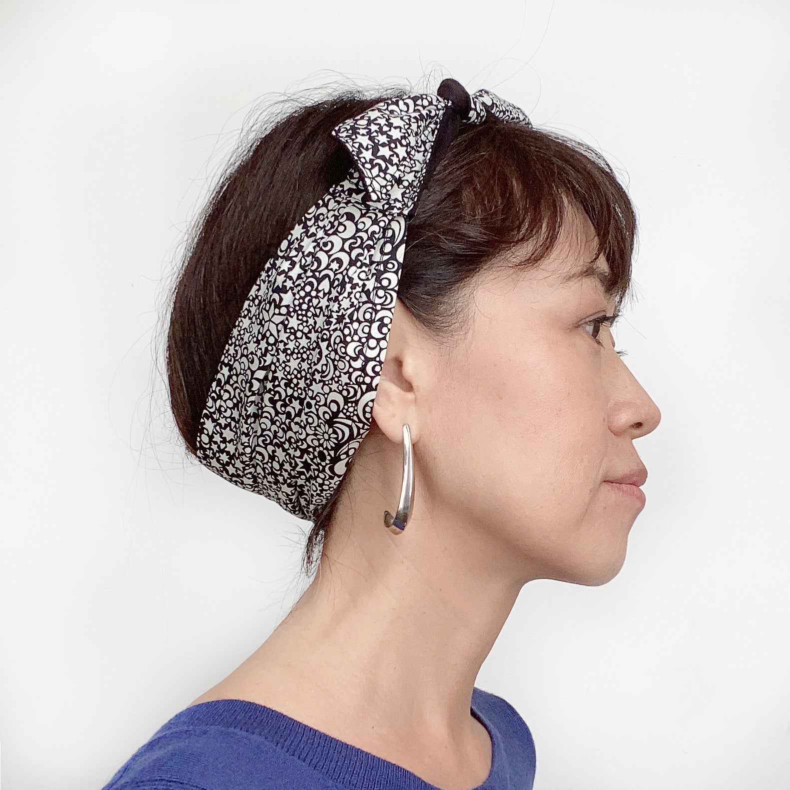 Head Band Cotton Small Flower Vintage Orange Kimono