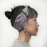 Head scarf Vintage kimono Japanese fabric Dusty Purplr