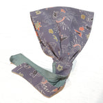 Head scarf Vintage kimono Japanese fabric Dusty Purplr