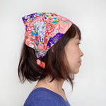 Head scarf Vintage Japanese fabric Floral on Pink