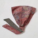 Head scarf Vintage kimono Japanese fabric Reddish Brown