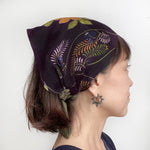 Head scarf Vintage kimono Japanese fabric Purple