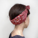 Head scarf Vintage kimono Japanese fabric Red