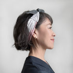 Head scarf Vintage kimono Japanese fabric Silver pink shibori
