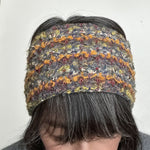 Wool Headband Ear warmer Yellow Gray multi color