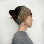 Wool Headband Ear warmer Yellow Gray multi color