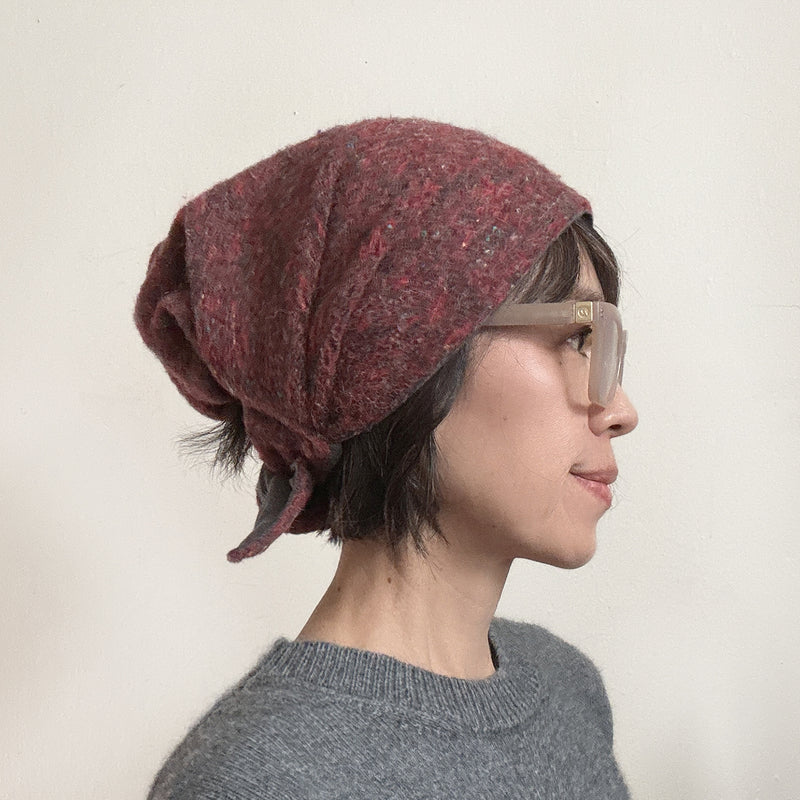 Wool Hat Tie Orange red multicolor dots