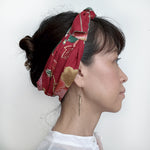 Head scarf Japanese fabric Red Floral