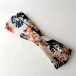 Japanese Kimono fabric, Cotton Twisted Headband, peach, Navy