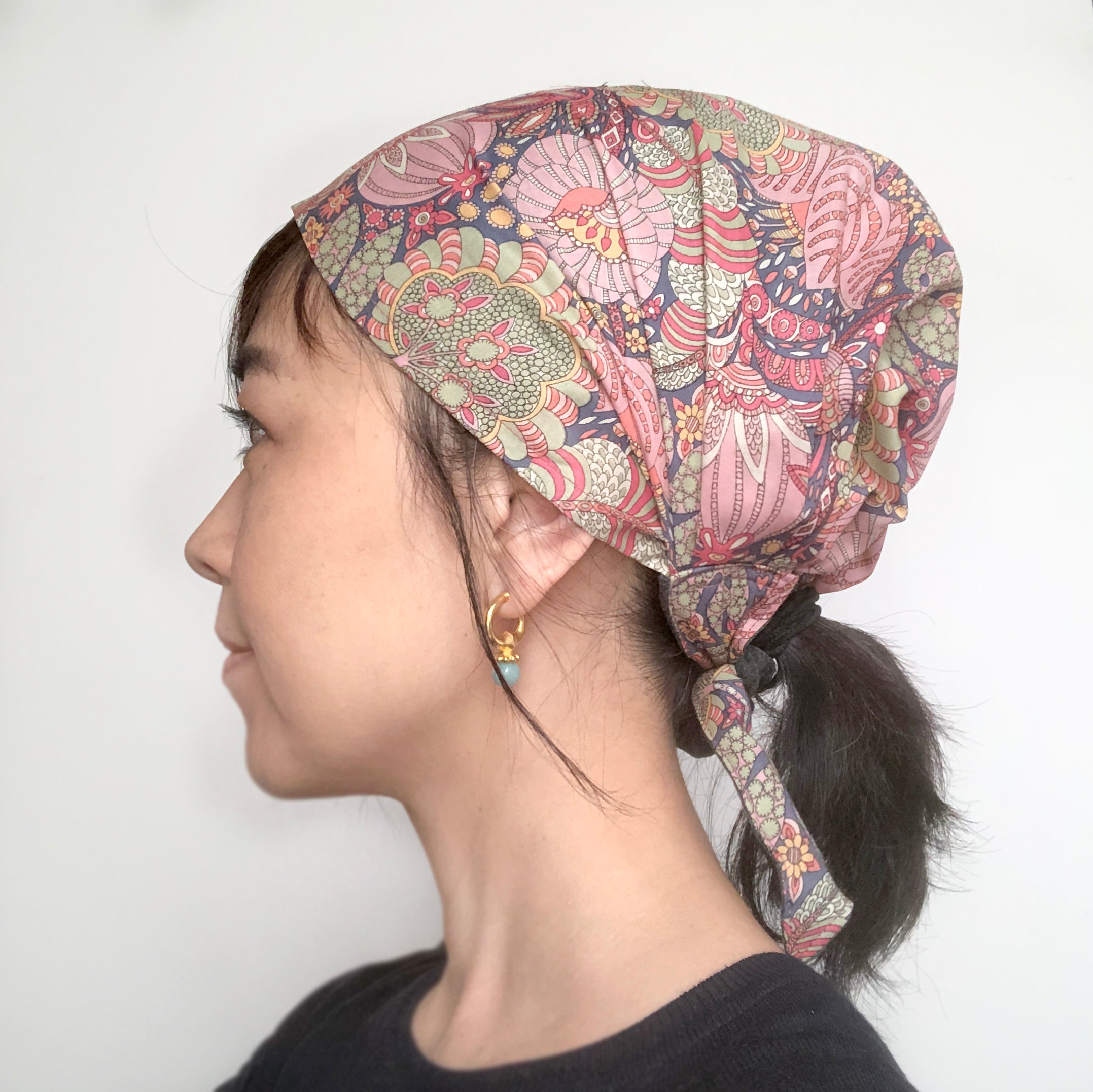 Head Covering Scarf Pink Floral