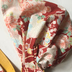 Head covering scarf, Japanese fabric Floral Red