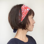Head scarf Vermillion Crane - Head wrap