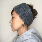 Wool Headband Ear warmer Blue Marbled