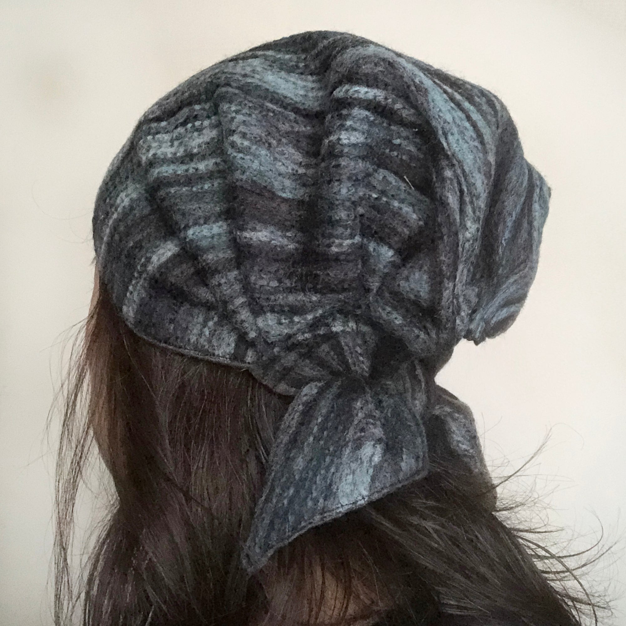 Wool Hat Tie Black Blue stripes